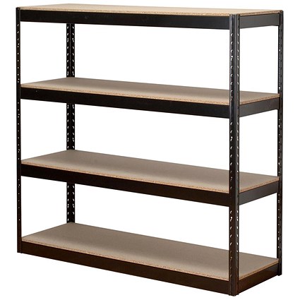 Influx Archive Shelving Unit, 4 Shelves, W1320mm Wide, Black