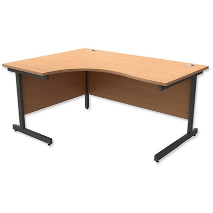 Trexus Contract Radial Desk Left Hand Graphite Legs W1600xD1200xH725mm Beech