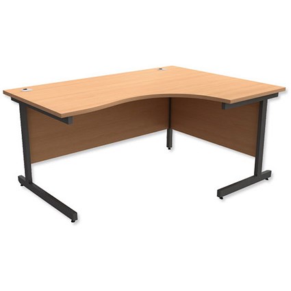Trexus Contract Radial Desk Right Hand Graphite Legs W1600xD1200xH725mm Beech
