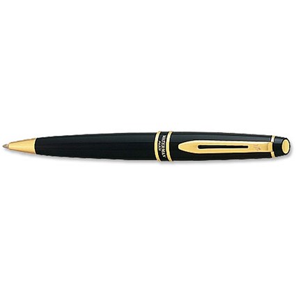 Waterman Expert III Medium Ball Pen / Black Lacquer with Gold Trim / Blue Ink