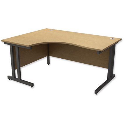 Trexus Contract Plus Cantilever Radial Desk Left Hand Graphite Legs W1600xD1200xH725mm Oak