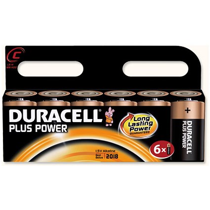 Duracell Plus Power Battery Alkaline 1.5V C [Pack 6]