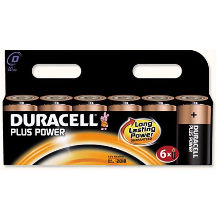 Duracell Plus Power Battery Alkaline 1.5V D [Pack 6]