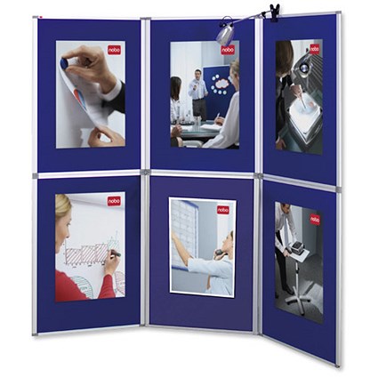 Nobo Pro-Panel Display with Bag - 6 Blue Panels & White Frame