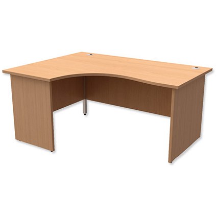 Trexus Classic Panelled Radial Desk / Left Hand / 1600mm Wide / Beech