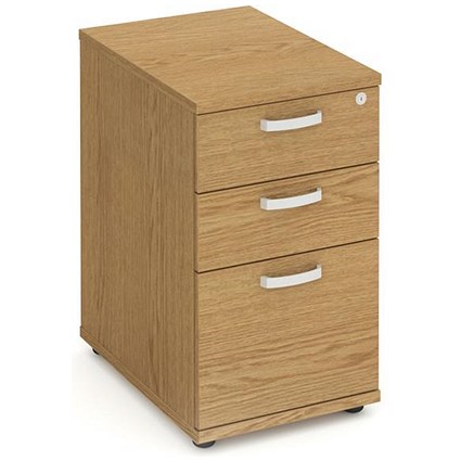 Trexus Desk-High Filing Pedestal / 600mm Deep / 3-Drawer / Oak