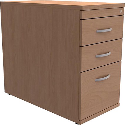 Trexus Desk-High Filing Pedestal / 800mm Deep / 3-Drawer / Beech