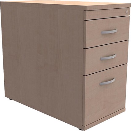 Trexus Desk-High Filing Pedestal / 800mm Deep / 3-Drawer / Maple