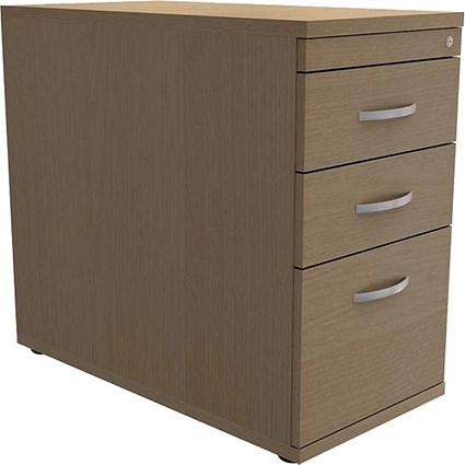 Trexus Desk-High Filing Pedestal / 800mm Deep / 3-Drawer / Oak