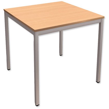 Trexus Square Table with Silver Legs 18mm Top W750xD750xH725mm Beech