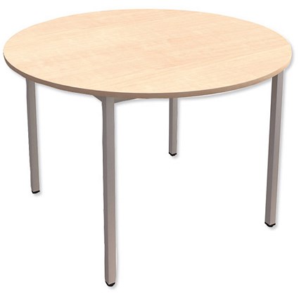 Trexus Circular Table with Silver Legs 18mm Top Dia1100xH725mm Maple