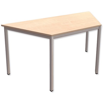 Trexus Trapezoidal Table with Silver Legs 18mm Top W1500xD650xH725mm Maple