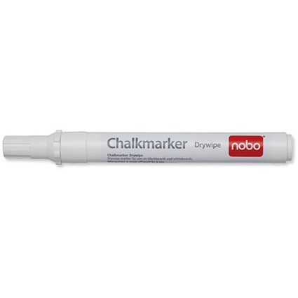 Nobo Liquid Chalkmarker Pens Wet-wipe Chisel Tip White [Pack 3]