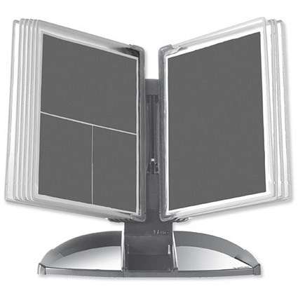Tarifold Office Desk Display Stand with 5 Clip-on Index Tabs and 10 Pockets A4 Grey