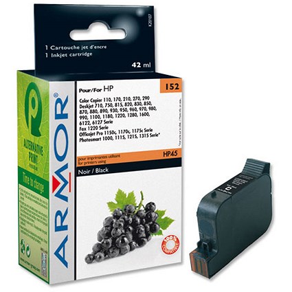 Armor Compatible Inkjet Cartridge Black [HP No. 45 51645AE Equivalent] Ref K20107