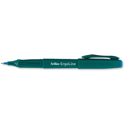 Artline Ergoline Fineliner Pen Ergonomic Grip 0.4mm Tip 0.4mm Line Blue [Pack 12]