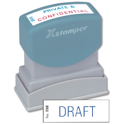 Xstamper Word Stamp Pre-inked Reinkable - Single Colour Draft - W42xD13mm