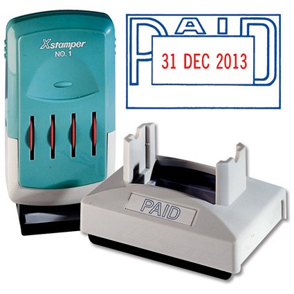 Xstamper Multi-dater Stamp Preinked Reinkable Date 4mm Text - Paid - W54xD34mm