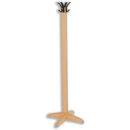 Acorn Lunar Hat and Coat Stand Wooden with Black Hooks Beech