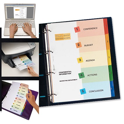 Avery ReadyIndex Dividers with Coloured Contents Sheet Matching Mylar Tabs 1-20