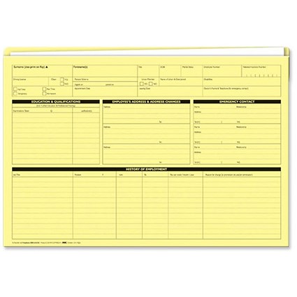 Sigma Personnel Forms Personnel Wallets - 235mm x 330mm - Yellow - Pack of 50 -