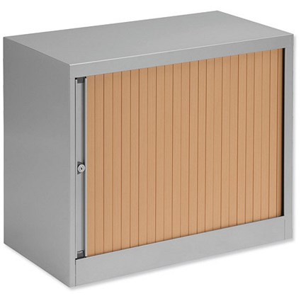 Bisley A4 EuroTambour / 1 Shelf / Silver Frame / Beech Shutters / Low