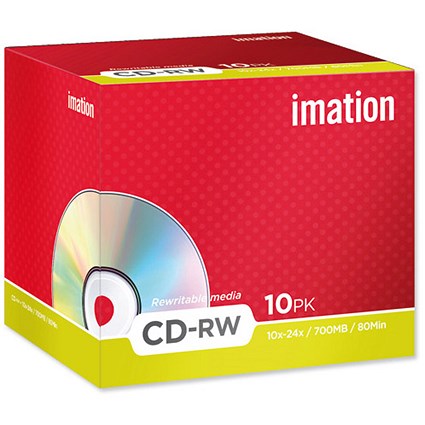 Imation CD-RW Rewritable Disk Cased 10x-24x Speed 80min 700MB [Pack 10]