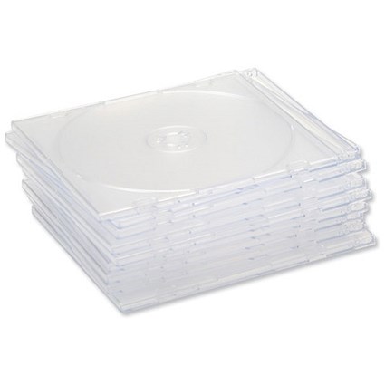 Slimline Jewel CD Case for 1 Disk, Clear, Pack of 10