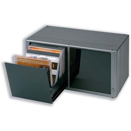 Compucessory CD Storage Box One-Touch for 24 Disks W338xD162xH196mm Dark Silver Ref 442625
