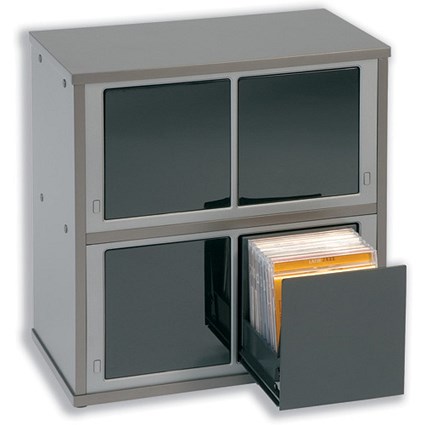 Compucessory CD Storage Cabinet One-Touch for 48 Disks W307xD207xH380mm Dark Silver Ref CCS45010