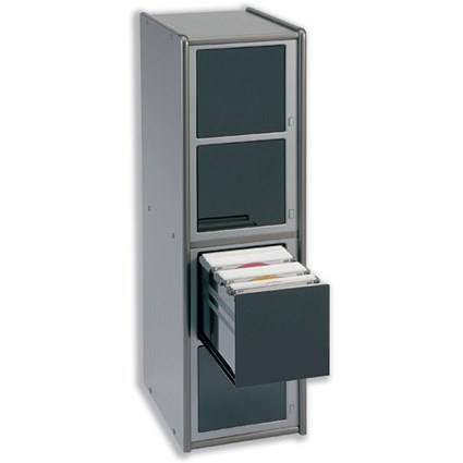 Compucessory CD Storage Tower MDF One-Touch for 400 Disks W270xD207xH703mm Dark Silver Ref CCS45010