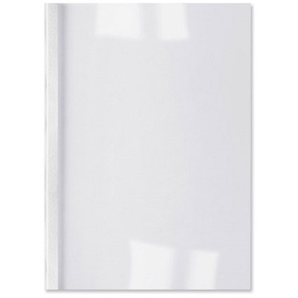 GBC Thermal Binding Covers 6mm Front PVC Clear Back Leathergrain A4 White [Pack 100]