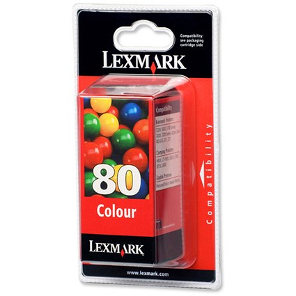 Lexmark No. 80 Inkjet Cartridge Page Life 275pp Colour Ref 12A1980