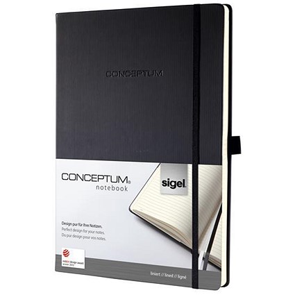 Sigel Conceptum Padded Cover Notebook / A4 / Ruled / 194 Pages / Black