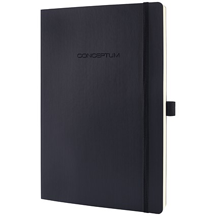 Sigel Conceptum Soft Cover Leather Look Notebook, 270x187mm, 194 Pages, Black