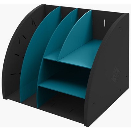Exacompta NeoDeco Desktop Organiser 282x356x282mm Black/Duck Blue (Each) -