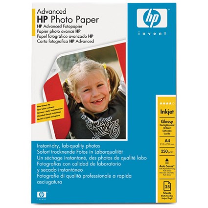Hewlett Packard [HP] Advanced Photo Paper Glossy 250gsm A4 [25 Sheets]