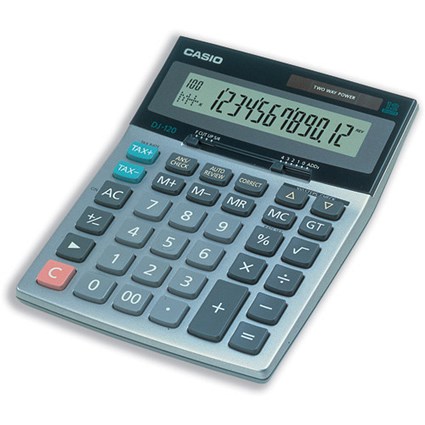 Casio Calculator Tax Desktop Solar-power 12 Digit 4 Key Memory 147x196x38mm Ref DJ120T/D