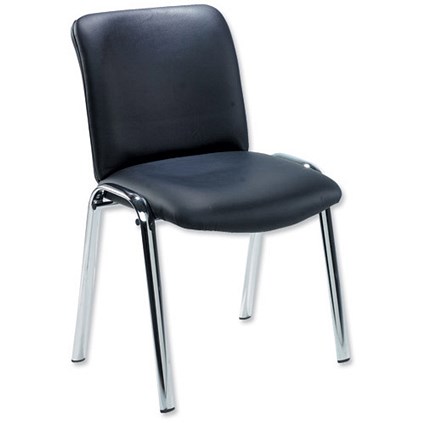 Trexus Princeton Side Chair Leather Chrome Legs Back H370mm Seat W440xD380xH400mm Black