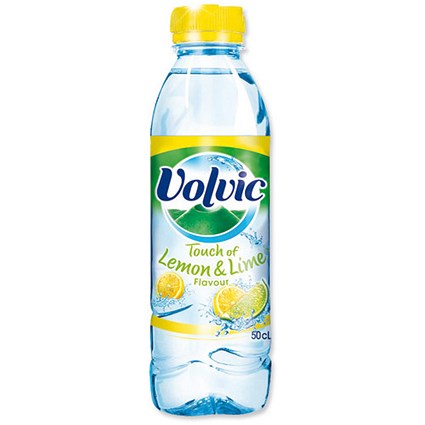Volvic Touch Of Fruit / Lemon and Lime Flavour / 24 x 500ml Plastic Bottles