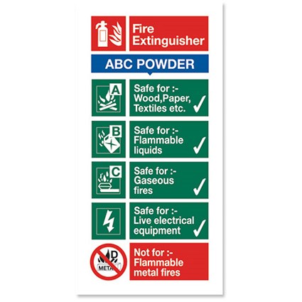 Stewart Superior ABC Dry Powder Fire Extinguisher SafetySign W100xH200mm Self-adhesive Vinyl