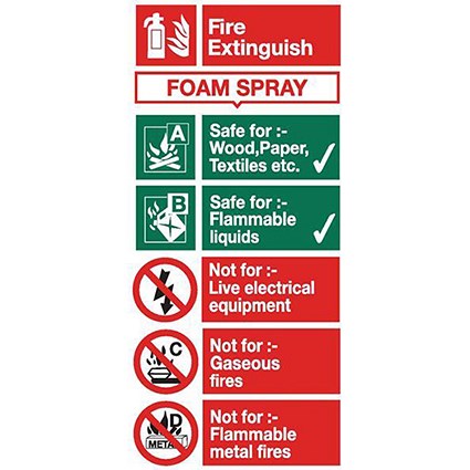 Stewart Superior Foam Spray Fire Extinguisher Safety Sign W100xH200mm Self-adhesive Vinyl