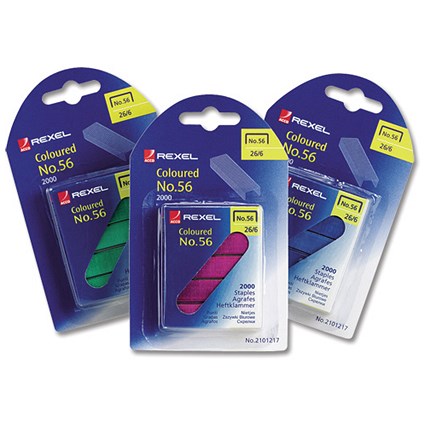 Rexel No.56 Coloured Staples [Pack 2000]