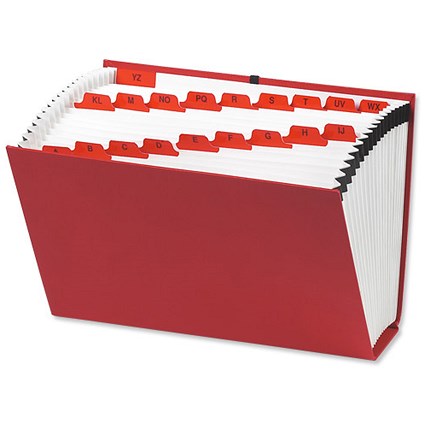 Eastlight Monkwell Expanding File with Cloth Ties 19 Pockets A-Z Foolscap Red