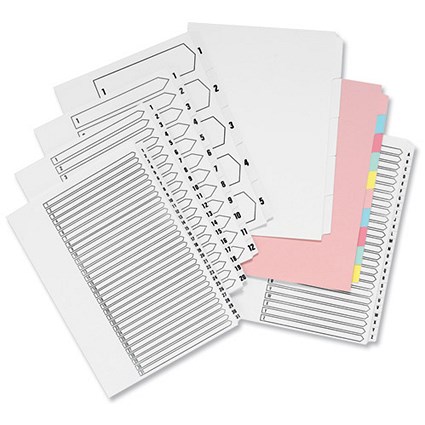 Concord Presentation Index Unpunched 5-Part A4 Assorted [Pack 20]