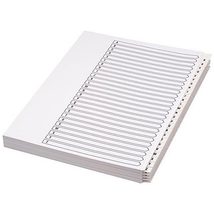 Concord Presentation Index / Unpunched / White Mylar Tabs / A-Z 26-Part / A4 / White / Pack of 5