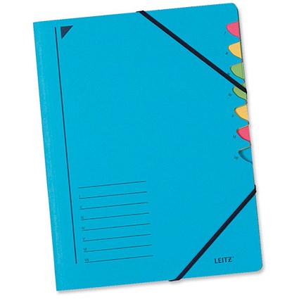 Leitz A4 Colourspan Elasticated Files / 7-Part / Blue / Pack of 5