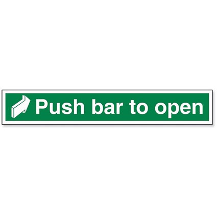 Stewart Superior Safe Condition and Fire Equipment Sign Push Bar to Open W600xH100mm