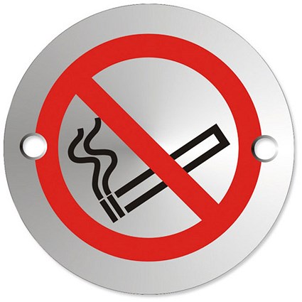 No Smoking Sign 72mm Diameter Satin Anodised Aluminium