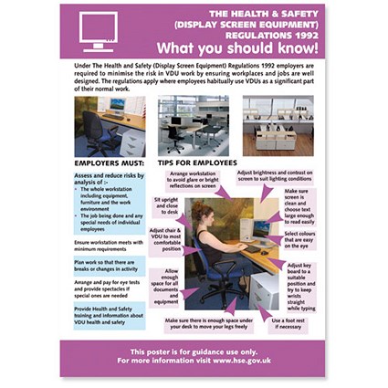 Stewart Superior Display Screen Equipment Laminated Guidance Poster W420xH595mm